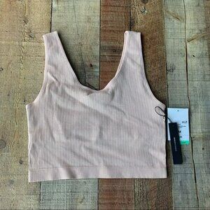 Forever 21 blush pink lined ribbed knit sports bra - L